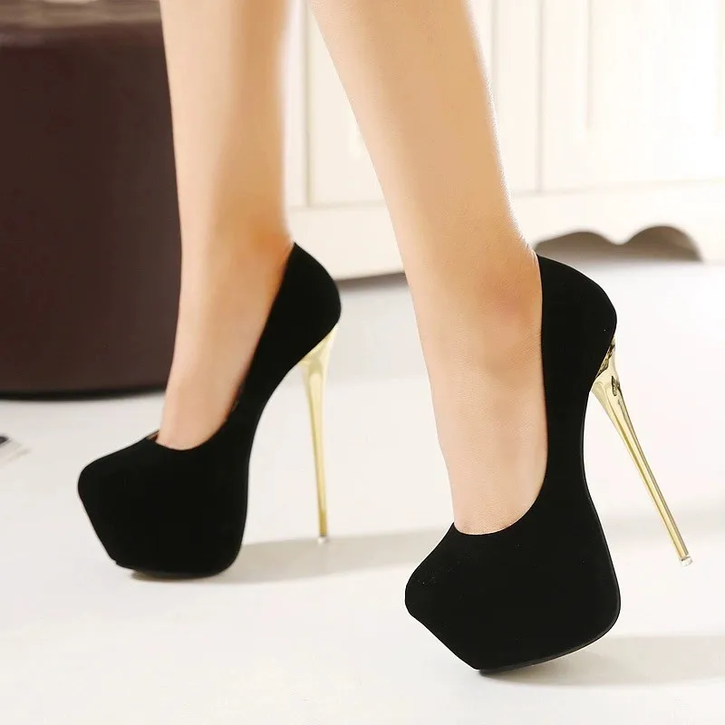 Shoes Woman 2024 Trend Sexy Pumps Wedding Women's Fetish Shoes Concise Woman Pumps High Heels Stripper Flock Pumps 16 Cm Autumn