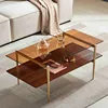 Tadio Double Layer Glass Coffee Table for Living Room,  MDF Bottom Shelf 3