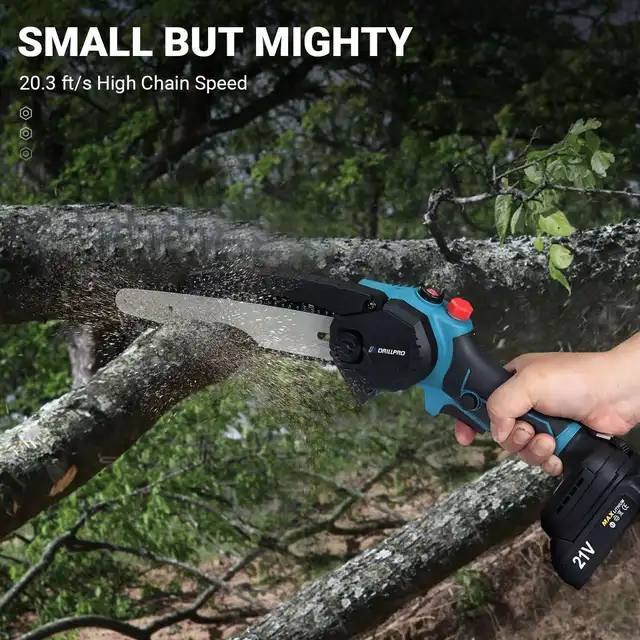 Motosega A Batteria, Motosega A Batteria Da 4 Pollici, Mini Motosega Elettrica Portatile Per Rami Di Alberi Giardino 2 Batterie Da 55 Ore Caricabatterie Compatibile Con Batterie Makita 81229412 - Foto 5