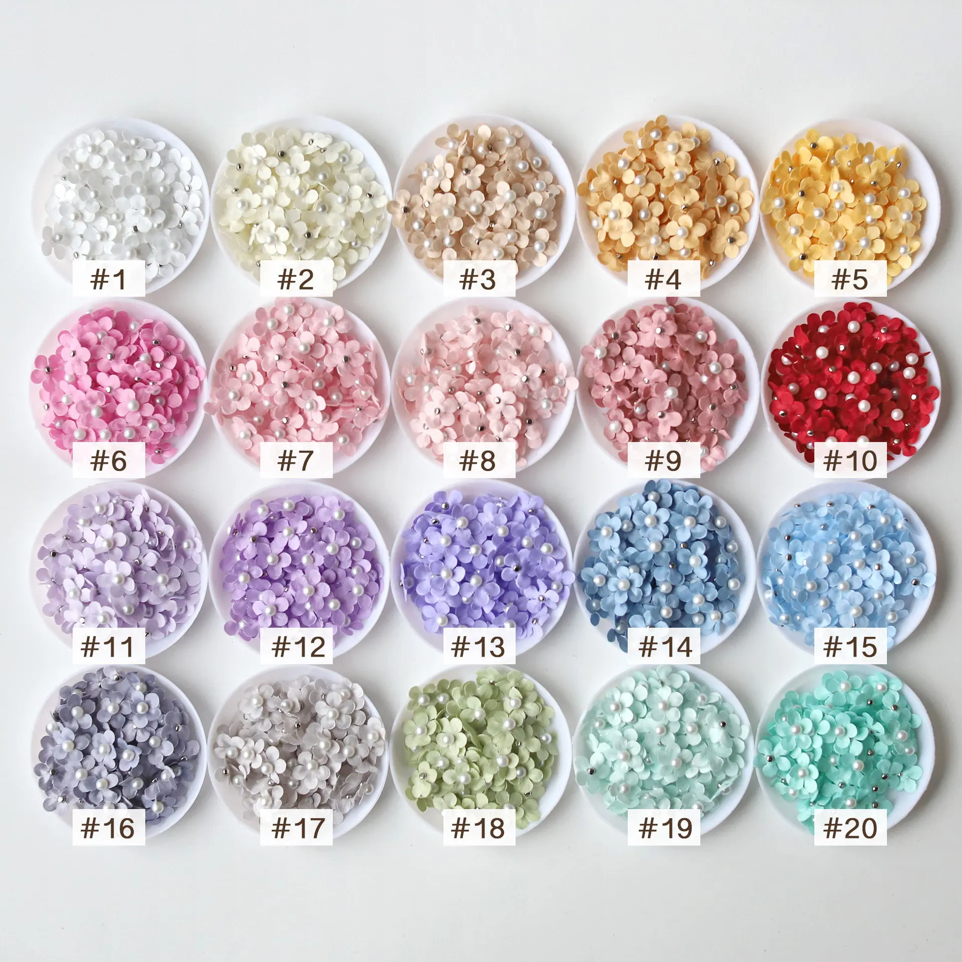 Mini Pearl Satin Flowers Set 4