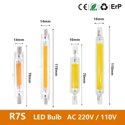 R7S LED COB Bulb Light 78mm 118mm Glass Tube High Power AC110V 220V Home Replace Halogen Lamp