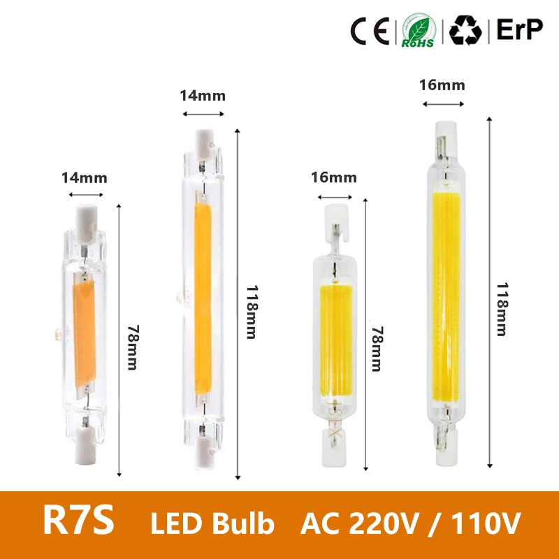 Ampoule LED R7S 78/118mm - 8W/16W, 220V, Blanc Chaud Ou Froid - Économique Et Longue Durée