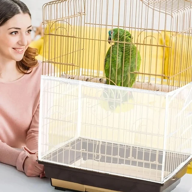 1PC Square round Bird Cage Clothes Cover Splash Proof Mosquito Net Screen Parrot Protection Net Cage Accessory 4