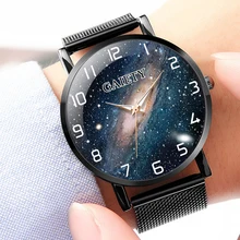 

2021 Women Men Unisex Watch Sky Luxury Bracelet Rose Gold Stainless Steel Mesh Casual Ladies Watch relogio feminino