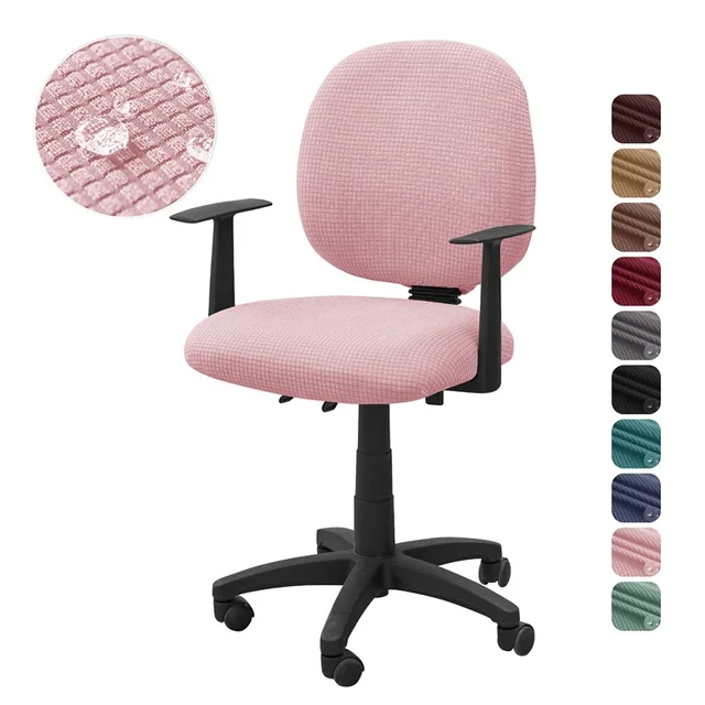 2pcs/set Water Repellant Office Chair Cover Polar Fleece Stretch Computer Chair Slipcovers Rotating Gaming Seat Cover Protector 1