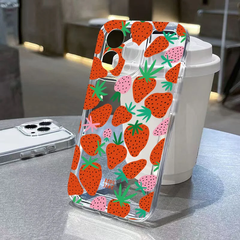 Korean Red Cherry Clear Phone Case