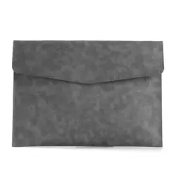 Large Capacity PU Leather Document Organizer and Business Handbag with Button Design (Grey)