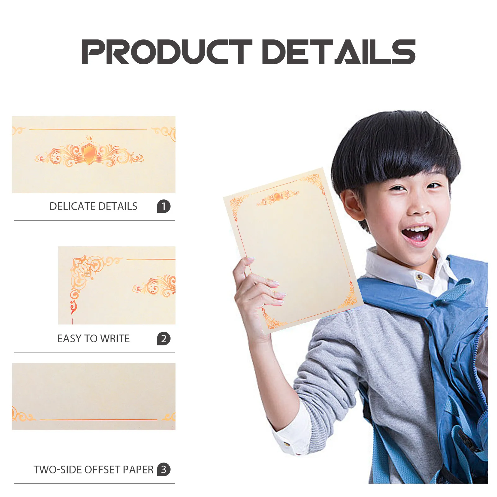 100매 인쇄 가능한 증서용지 - 양면 오프셋 무지 상장 용지 (학교 학위증, 졸업 증서용)