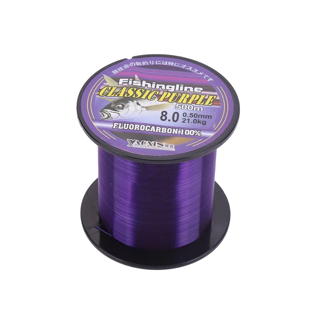 500M Purple Fishing Line Super Strong Japanese 100% Nylon Un Fluorocarbon Tackle