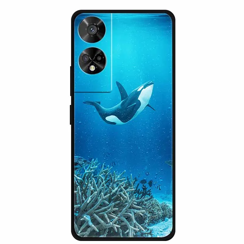 Original Soft Silicone TPU Phone Case Back Cover - Fashion Planet Design, Black Bumper