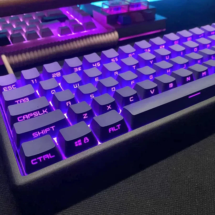 Tampão Chave do Dobro-tiro do Perfil do Oem do Gradiente Roxo Pbt do Rgb Backlit Chave de 105 para o Teclado Mecânico do Gamer de 60 61 87 104 - Imagem 5
