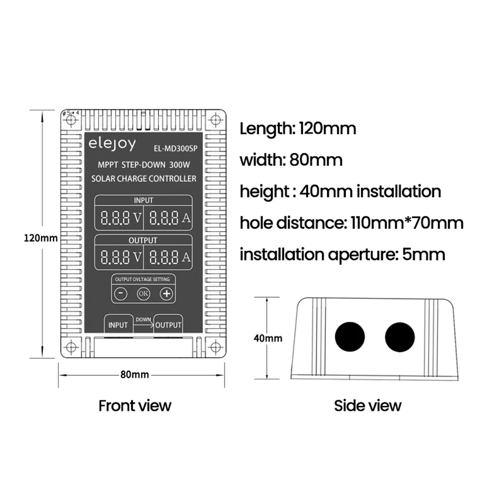 400W MPPT Solar Charger Controller Step-up/Step-down Real-time Monitoring 10~30V