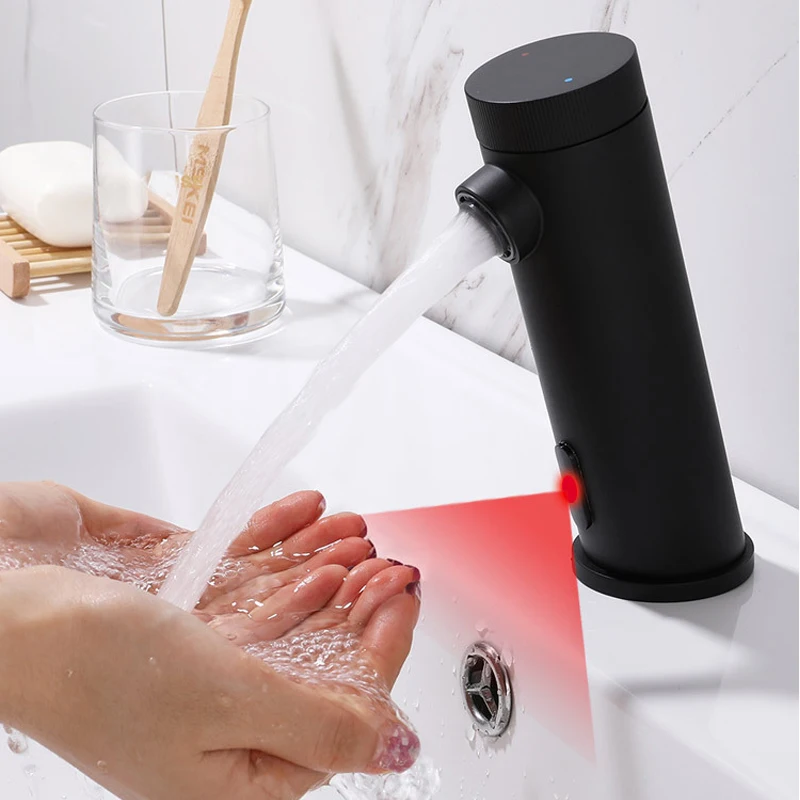 

Automatic Smart Sensor Tap Black Bathroom Basin Faucet Luxury Toilet Brass Hot Cold Sense Faucets Sink Mixer Water Taps