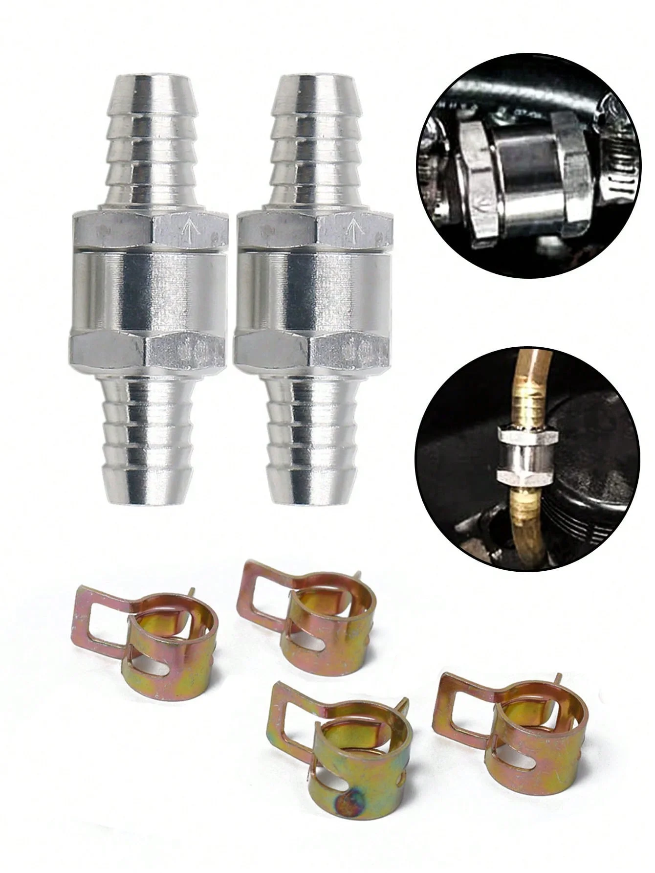 2 Pcs Check Valve Aluminum Alloy Kit 8mm-10mm Fuel Check Valve One Way Inline Non Return Diesel Gasoline 8.5mm-10.5mm Spring Ban
