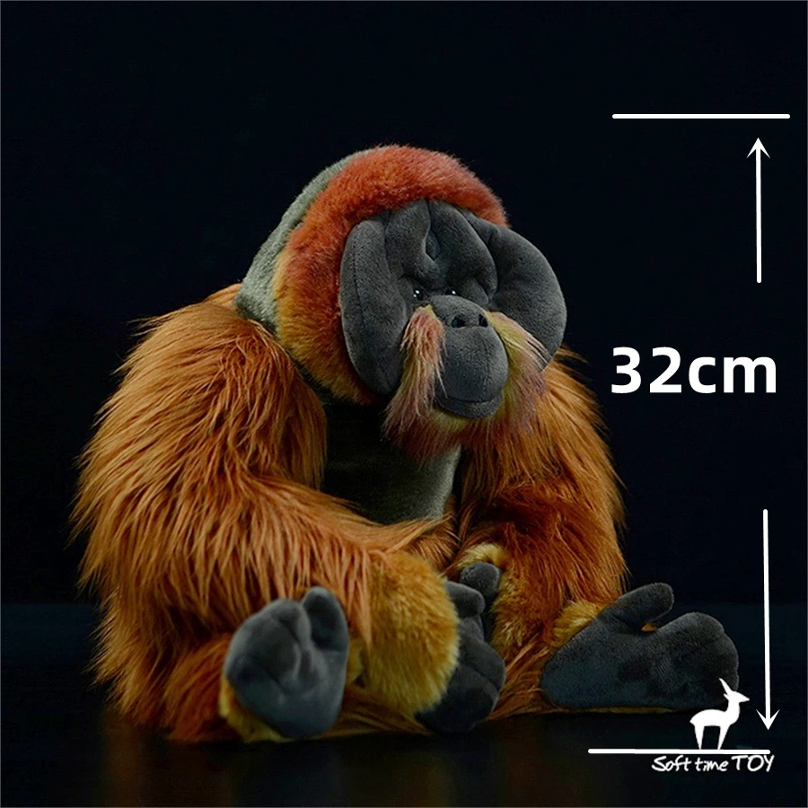 Orangutan Ape High Fidelity Anime Cute Plushie Red Gorilla Plush Toys Lifelike Animals Simulation Stuffed Doll Kawai Toy Gifts 2