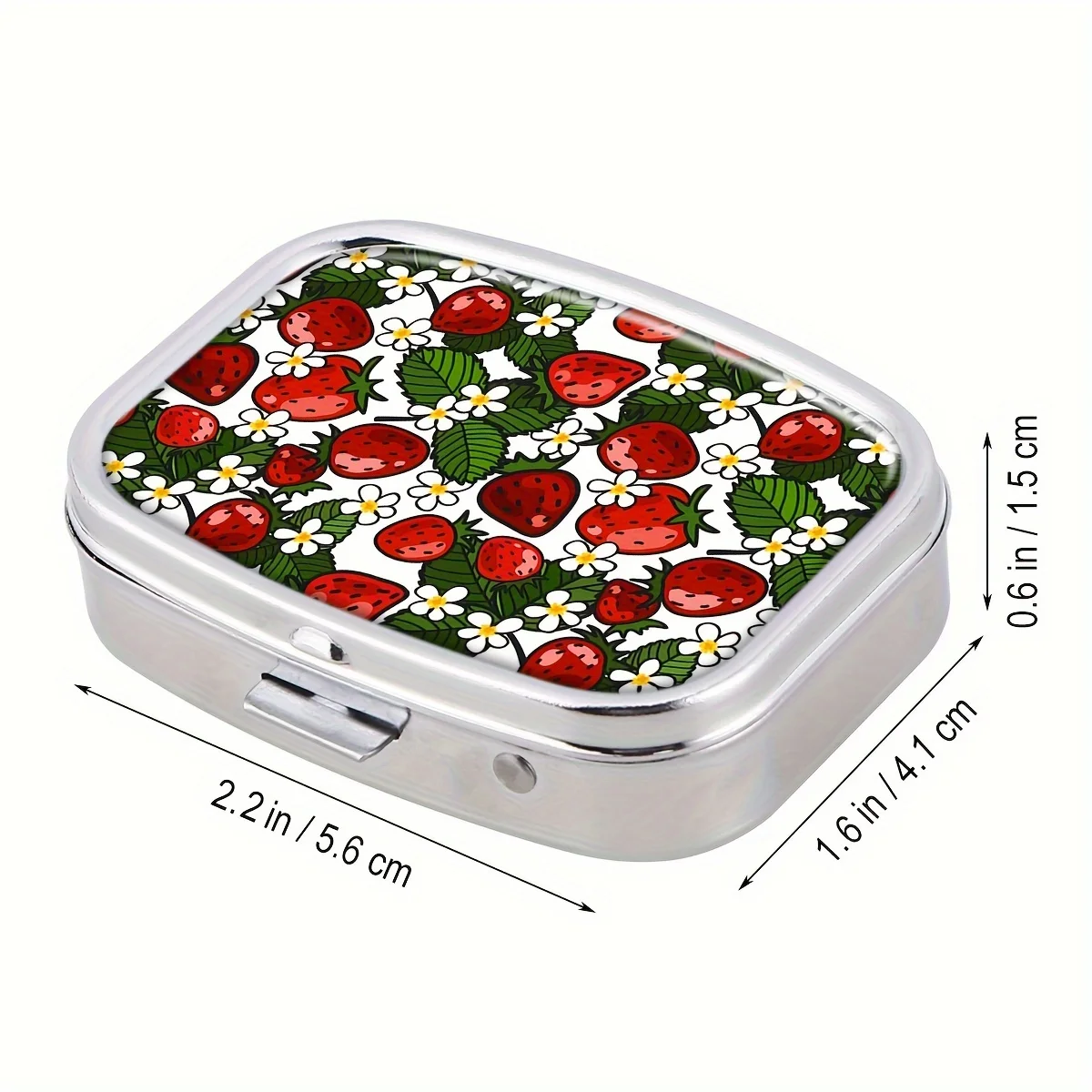 1 cute strawberry pill box 2 compartment pill boxes rectangular decorative box vitamin storage box for pocket purses