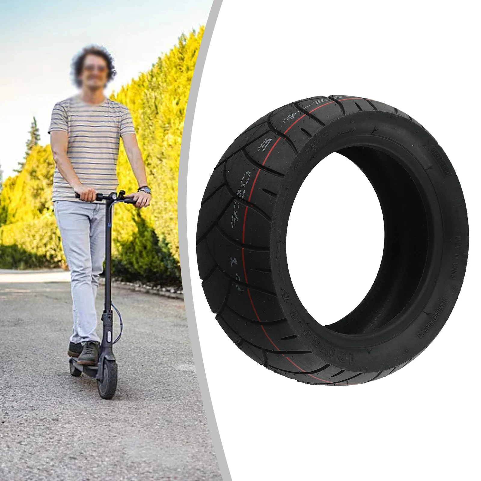 

11 Inch 100/55-6.5 Tubeless Tyre 90/65-6.5 For Modified Electric Scooter Durable Outdoor Cycling Accessories Black Rubber