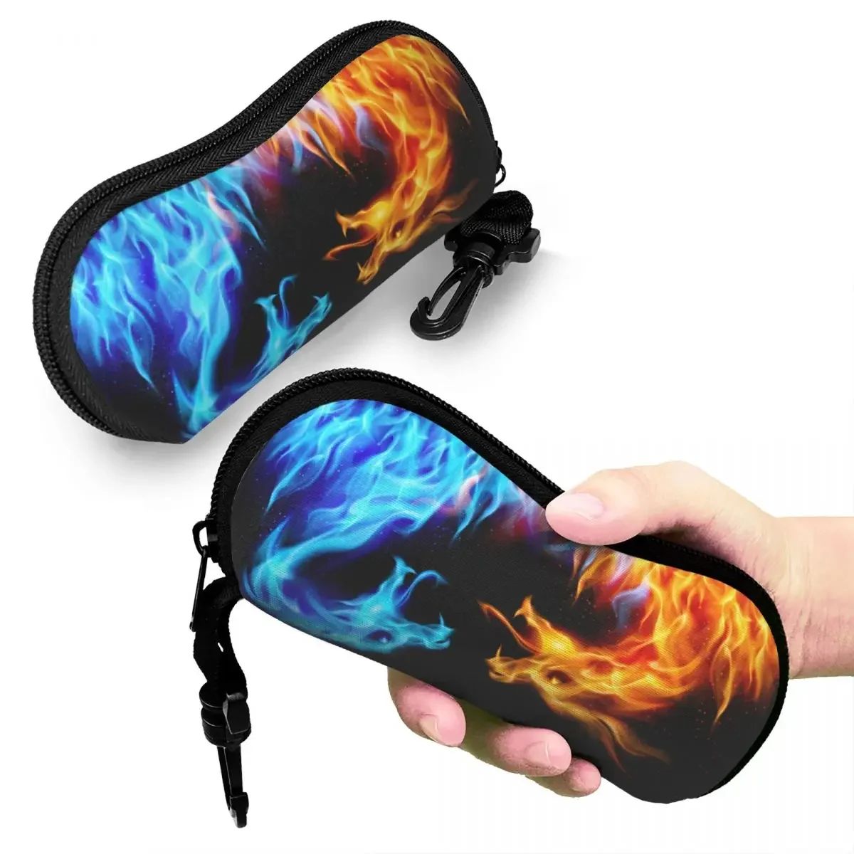 Red Fire Against Blue Ice Dragon Glasses Case Fashion Shell Eyeglasses Case Sunglasses Box