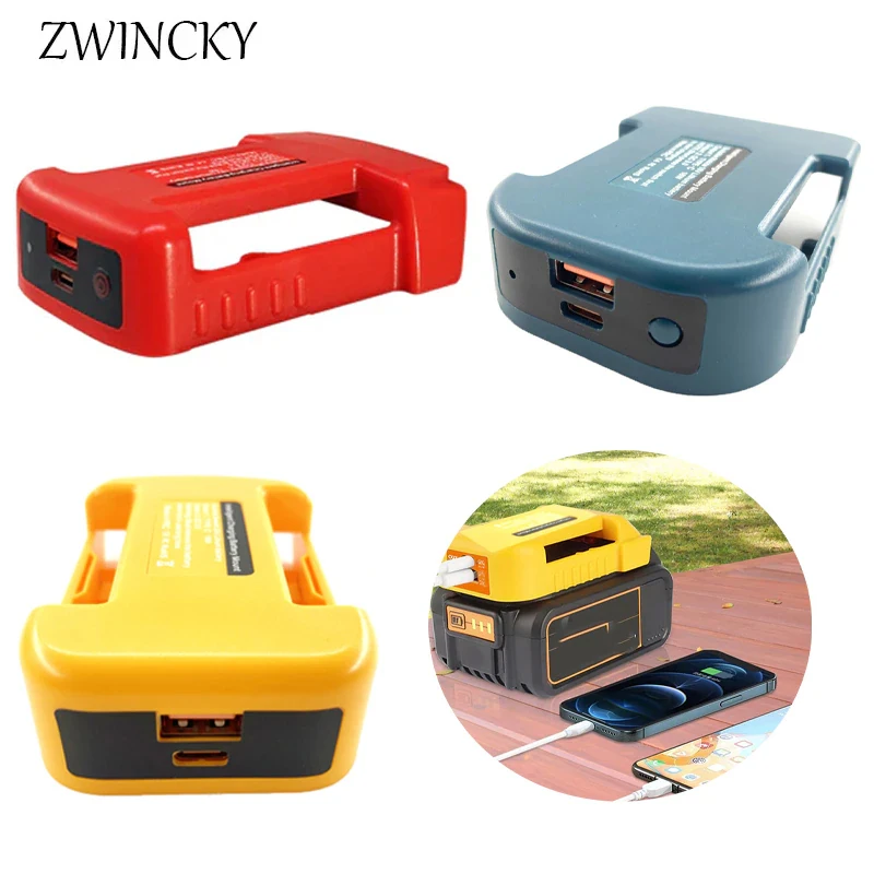 Fonte de Alimentação Usb para Makita Dewalt Milwaukee 14.4v 18v Bateria de Lítio 20v Interface tipo c Conversor Usb Adaptador de Alimentação