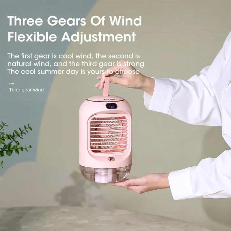 Portable USB 4000mAh Air Cooler Fan 3-in-1 Humidifier Quiet Night Light for Home Office Bedroom