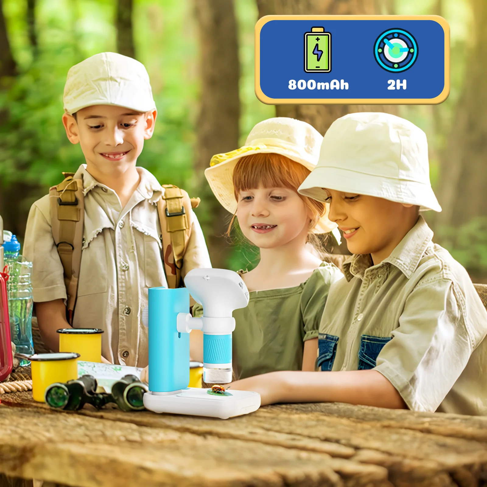 Kid Microscope Alarm Clock  2 in 1Educational Toy with Light 1000X STEM Microsco