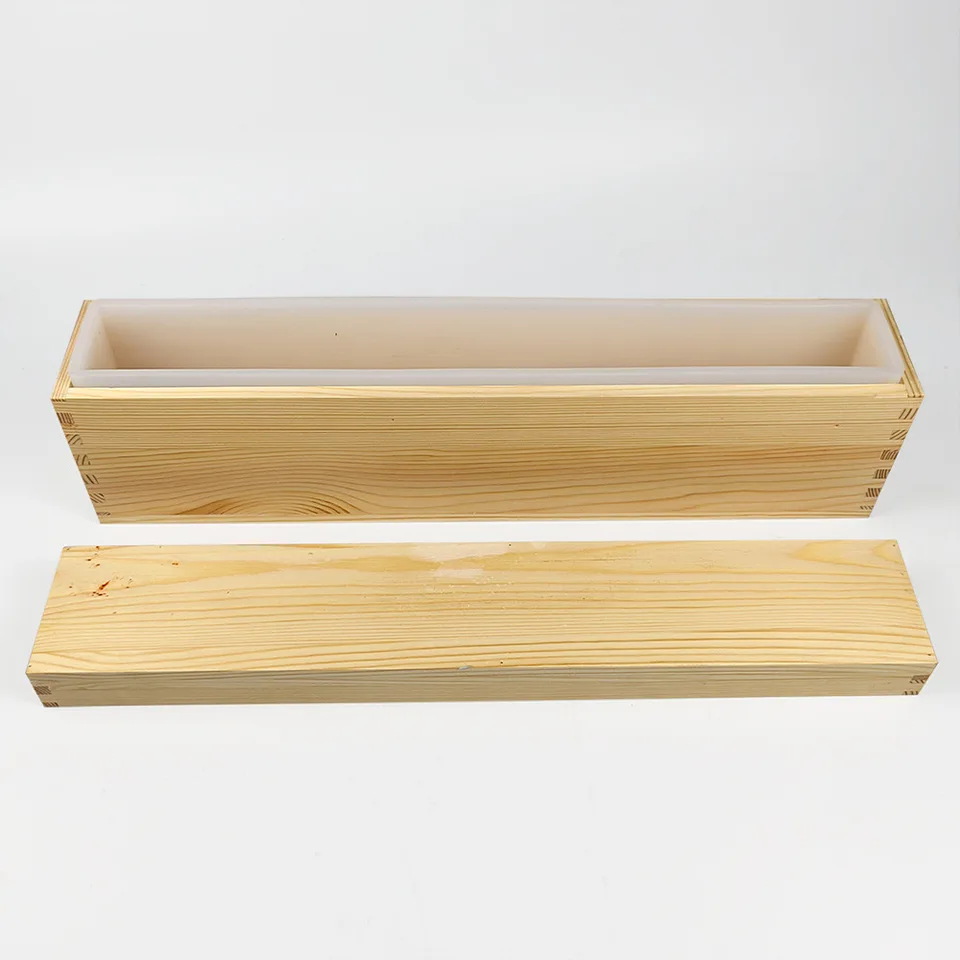 Stampi in silicone per sapone con scatola in legno e