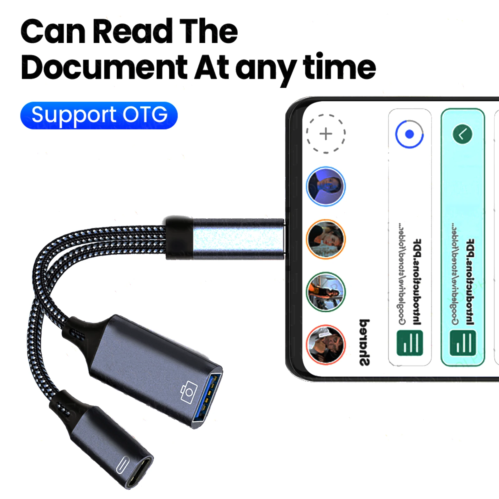 OTG Adapter USB Cable PD Charging 2 Port Type C to USB A For IOS 13 iPhone Samsung