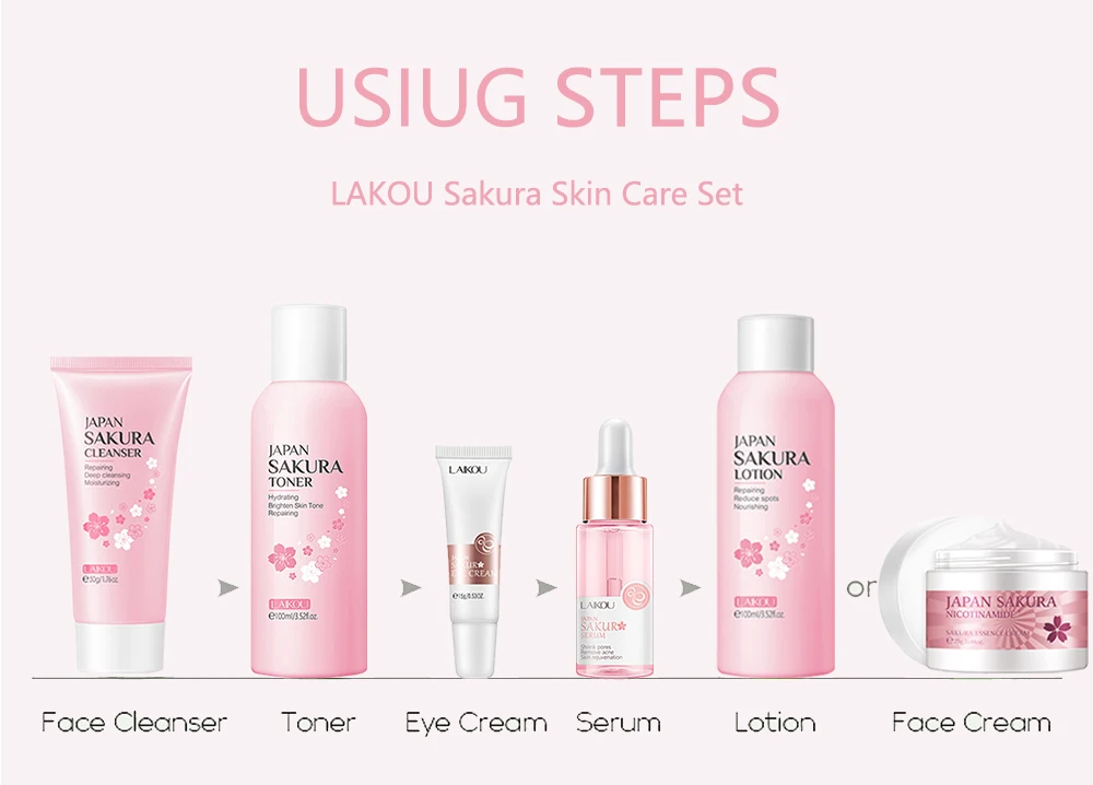 Laikou Sakura Skin Care Combo - 6Pcs Set Saf3C335346A748659C43F88F796F80846