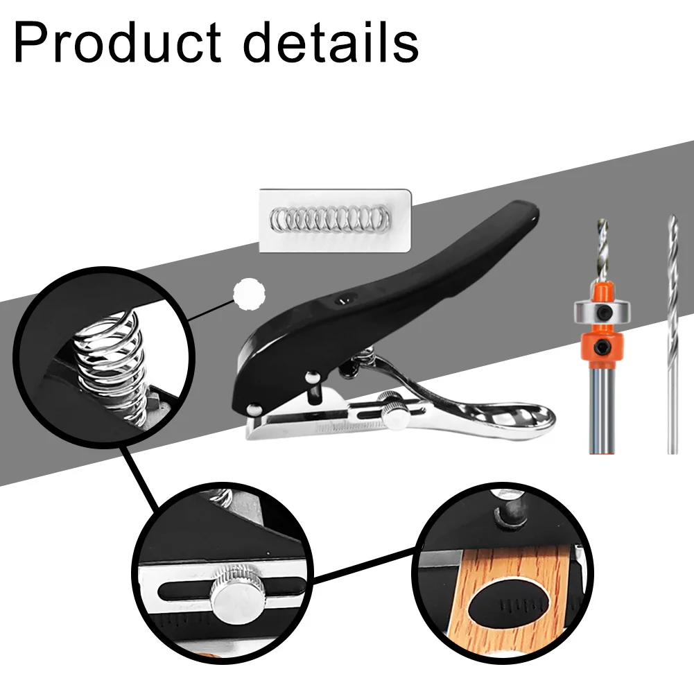 Hole Punch And Countersunk Drill Set For Paper Punching Edge Strip Puncher Countersink Drill Kit Adjustable Depth Tools Parts
