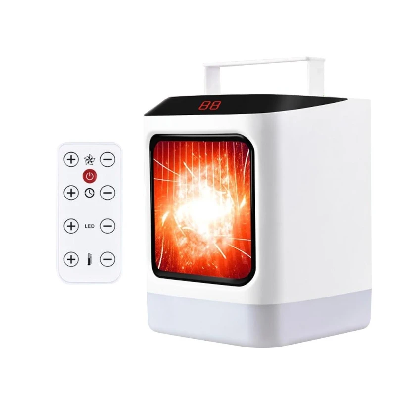 Mini Electric Fan Heater Upright Space Heater Portable Ceramic Table Heater  7 Color LED Night Light Timer Overheating Protection - AliExpress
