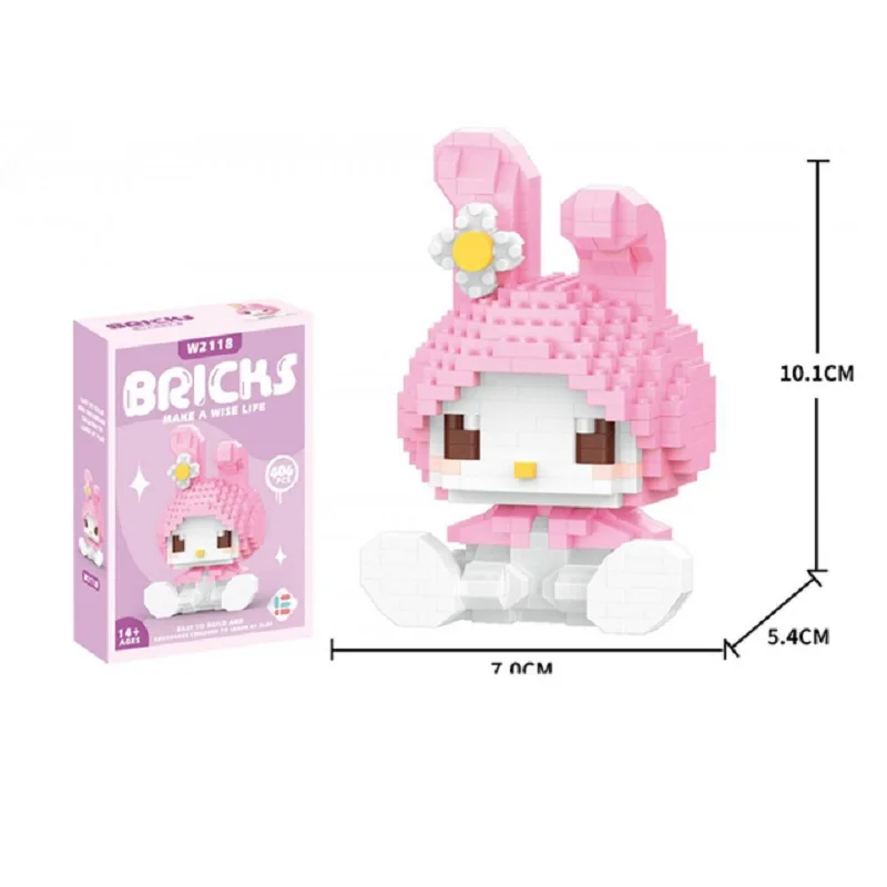 thumbnail image 1 of Bloques de construcción de Hello Kitty, figuras de anime de Sanrio, Kuromi, juguetes ensamblados, adornos decorativos, modelos de rompecabezas para niños, muñecas, regalos, 1 of 4