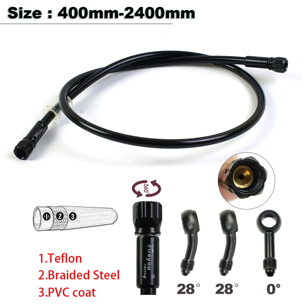AN3MotorcycleBrakeHoseStainlessSteelBraidedBrakeLineforATV