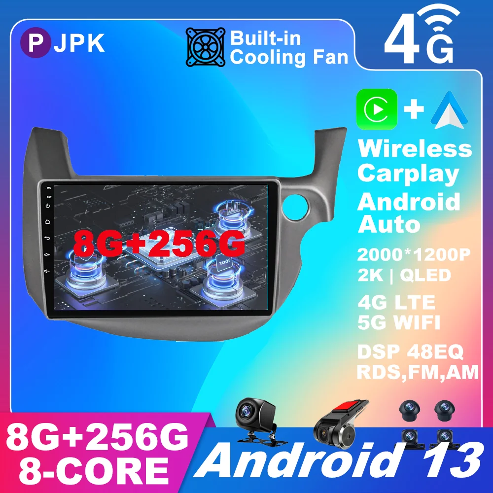 

10,1 дюймовый Android 13 для HONDA FIT JAZZ 2007 - 2013 автомобильное радио ADAS видео DSP AHD мультимедиа RDS BT беспроводной Carplay Авто WIFI