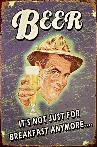 Vintage Beer Tin Signs Beer Its Not Just for Breakfast Anymore Metal Beer Signs - Bar Signs Vintage Beer Wall Decor Alcohol Sig фотографии