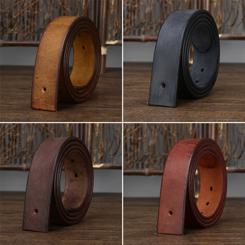 Men Wide Replacement Waist Belt No Buckle Pin 1.5inch Waist Belt Strap Retro First Layer Cowhide Leather Belt Without Buckle