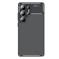 Imitation Carbon Fiber Phone Case Skin-Friendly Protection TPU Cover Accessory for S25 Ultra (Black)
