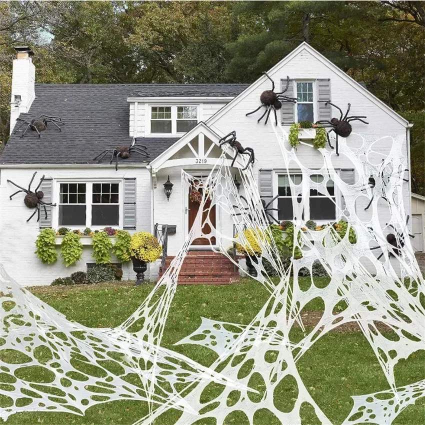 1X2M 1X4M 2X4M Halloween Spinnennetz Horror Dekoration Stoff Spinnennetz für Spukhaus Wand Fenster Hof Outdoor Dekor – Detail 1