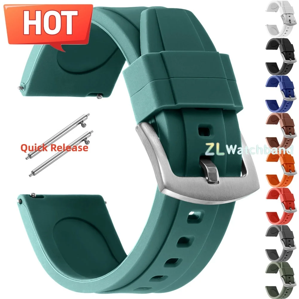 Enhanced Silicone Sports Watch Strap - Quick Release, Multiple Color Options