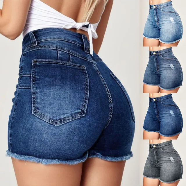 2024 Women's Summer High Waisted Mini Denim Shorts Sexy Ladies Club Party Wear Slim Bodycon Short Jeans Chic Denim Skirt Female 1