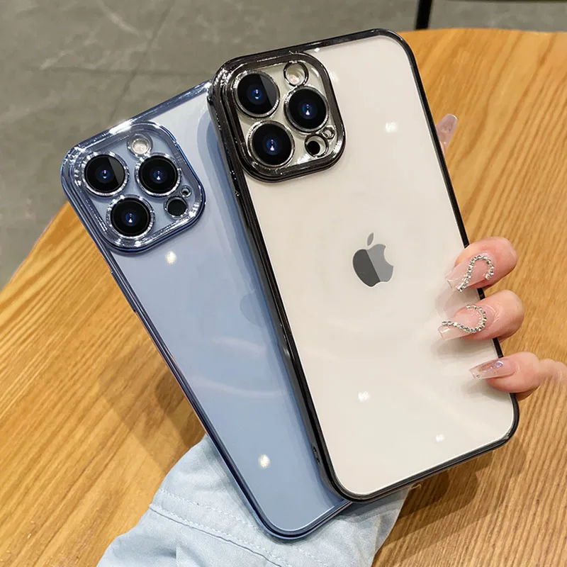 best case for iphone 12 pro max Luxury Square Plating Clear Phone Case For iPhone 13 12 11 Pro Max Mini XR X XS 7 8 Plus SE 3 2 Shockproof Silicone Soft Cover iphone 12 pro max silicone case