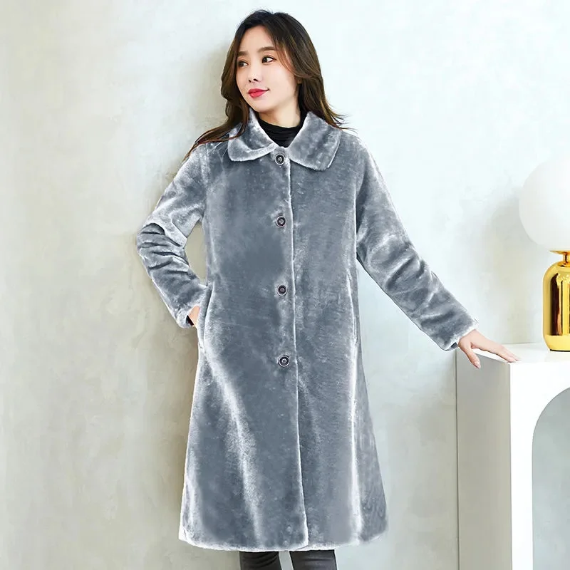 Spring Autumn Imitation Mink Fur Coat Women's  Autumn Winter Lmitation Fur Coat Lmitation Mink Fur Coat Women's Large New Style