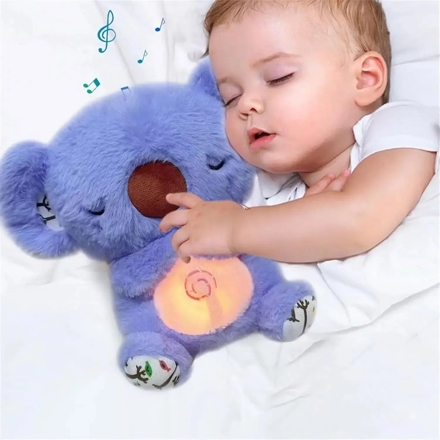 Baby Breath Baby Bear Soothes Otter Plush Toy Doll Toy Child Soothing Music Sleep Companion Sound And Light Doll Toy Gifts 5