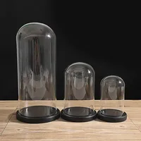 Dia 20cm Custom Decorative Clear Display Glass Cloche Bell Jar Dome With Black Wooden Base For Gifts 1