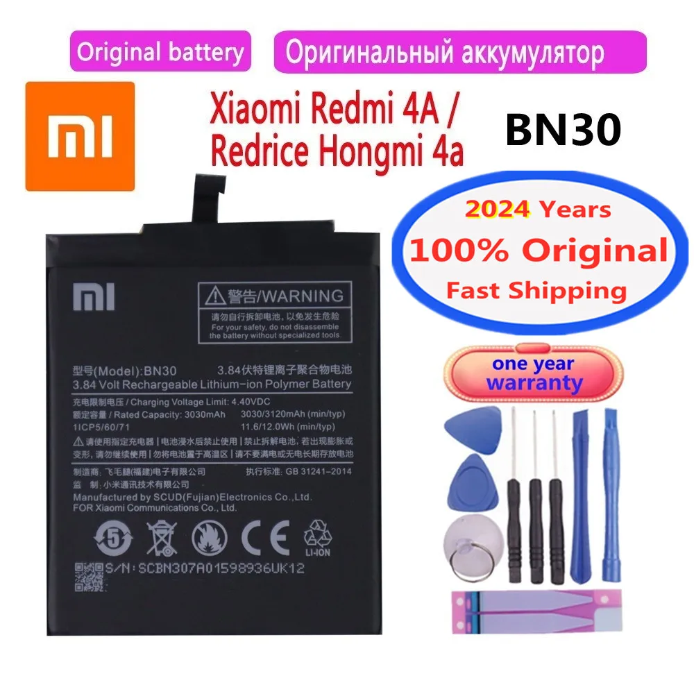 

2022 Years Xiao mi 100% Original Battery BN30 For Xiaomi Redmi 4A Redrice Hongmi 4A Lithium Polymer Replacement Bateria + Tools