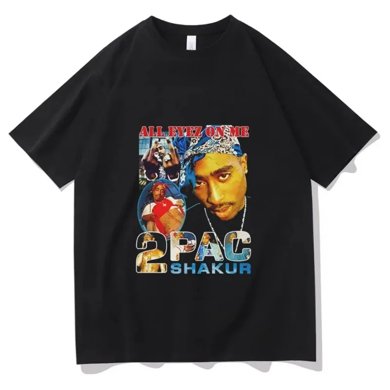 Women T-shirts Rapper Tupac Graphic Print Y2k Hip Hop Men T Shirt Streetweartops Unisex Harajuku Casual Short Sleeve Tees