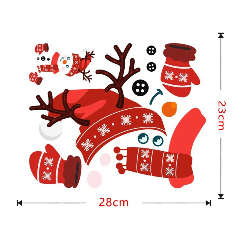 Wall Stickers Self Adhesive Stickers Kitchen Wall Sticker Door Window Refrigerator Stickers Cartoon Snowman Christmas Funny Kitchen Holiday Home Decoration