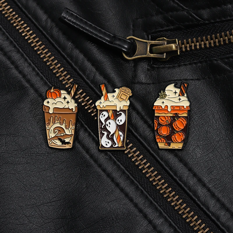 Kreative Geist Emaille Pins Halloween Kürbis Tasse Broschen Metall Dekor Revers Abzeichen Rucksack Kleidung Schmuck Geschenk für Freunde – Detail 8