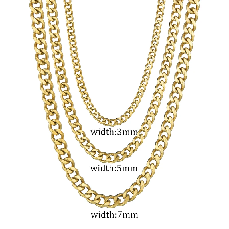 3 5 Stainless Steel Cuban Link Chain Classic Punk