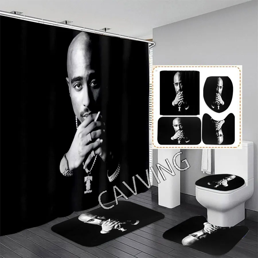 net curtains CAVVING 3D Print TUPAC 2PAC Shower Curtain Waterproof Bathroom Curtain Anti-slip Bath Mat Set Toilet Rugs Carpet Home Decor H02 Curtains best of sale Curtains