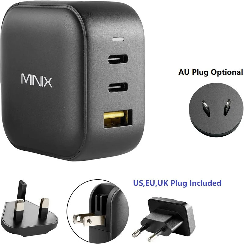 MINIX P1 66WUSB C 충전기, 멀티 플러그, 여행용, EU, US, AU, UK, 맥북, 아이폰, 삼성 및 기타